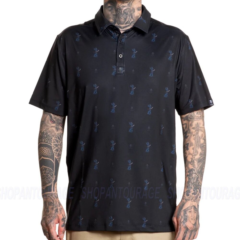Sullen Art Collective Teed Off SCM6413 New Short Sleeve Black Polo Shirt For Men